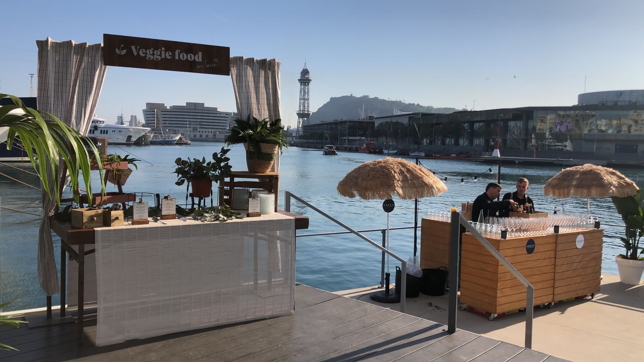 Bar and food station on the deck